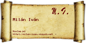 Milán Iván névjegykártya